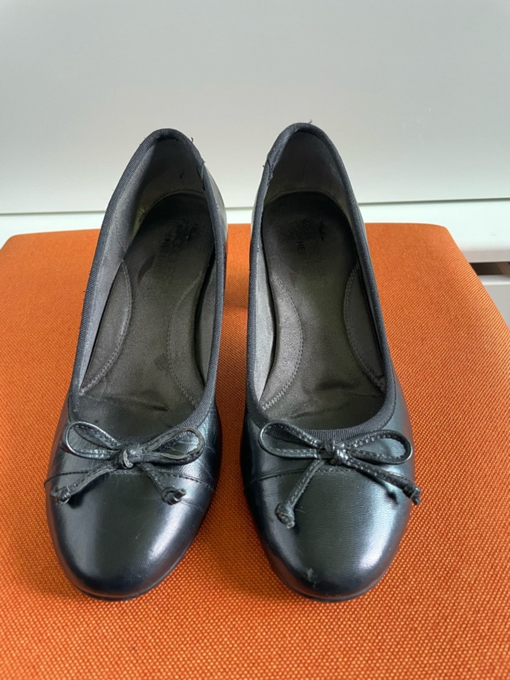 AEROSOLES Black Leather Heels - Stable Thick Heels